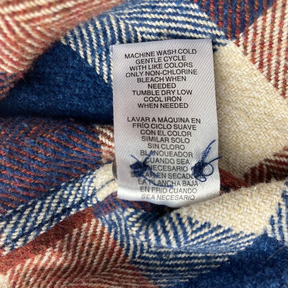 Flag & Anthem Men’s L Flannel Shirt Plaid Button Down Blue Brown - Picture 10 of 10